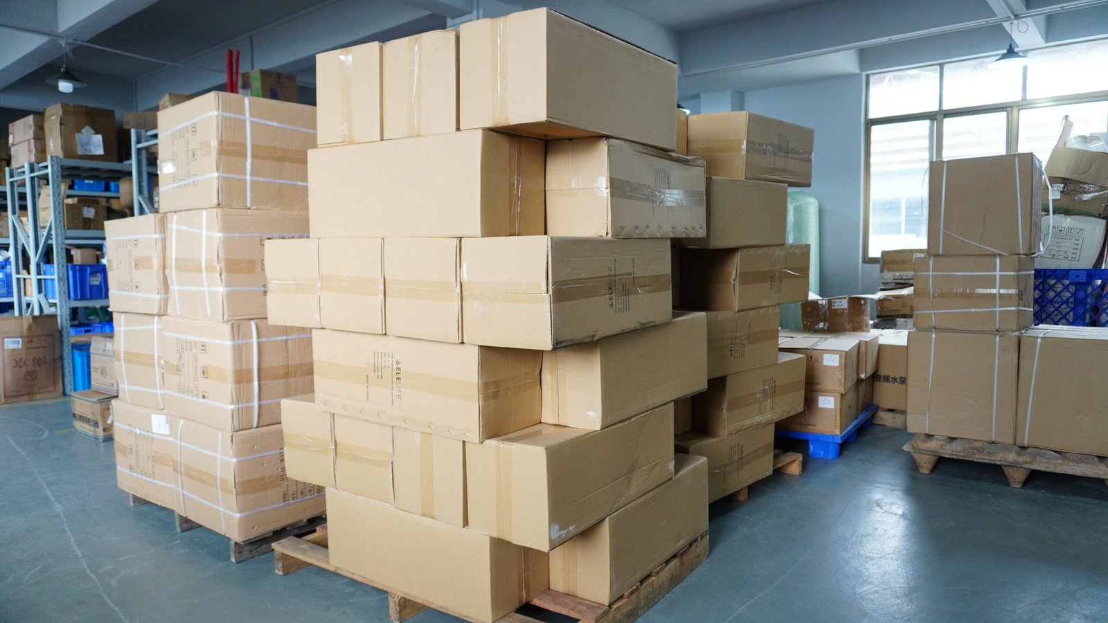 Finished drum filter equipment prepared for shipment