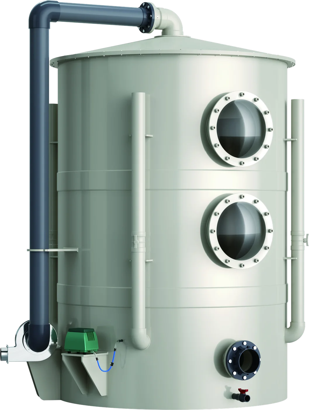 Corrosion-resistant protein skimmer for commercial aquaculture water treatment