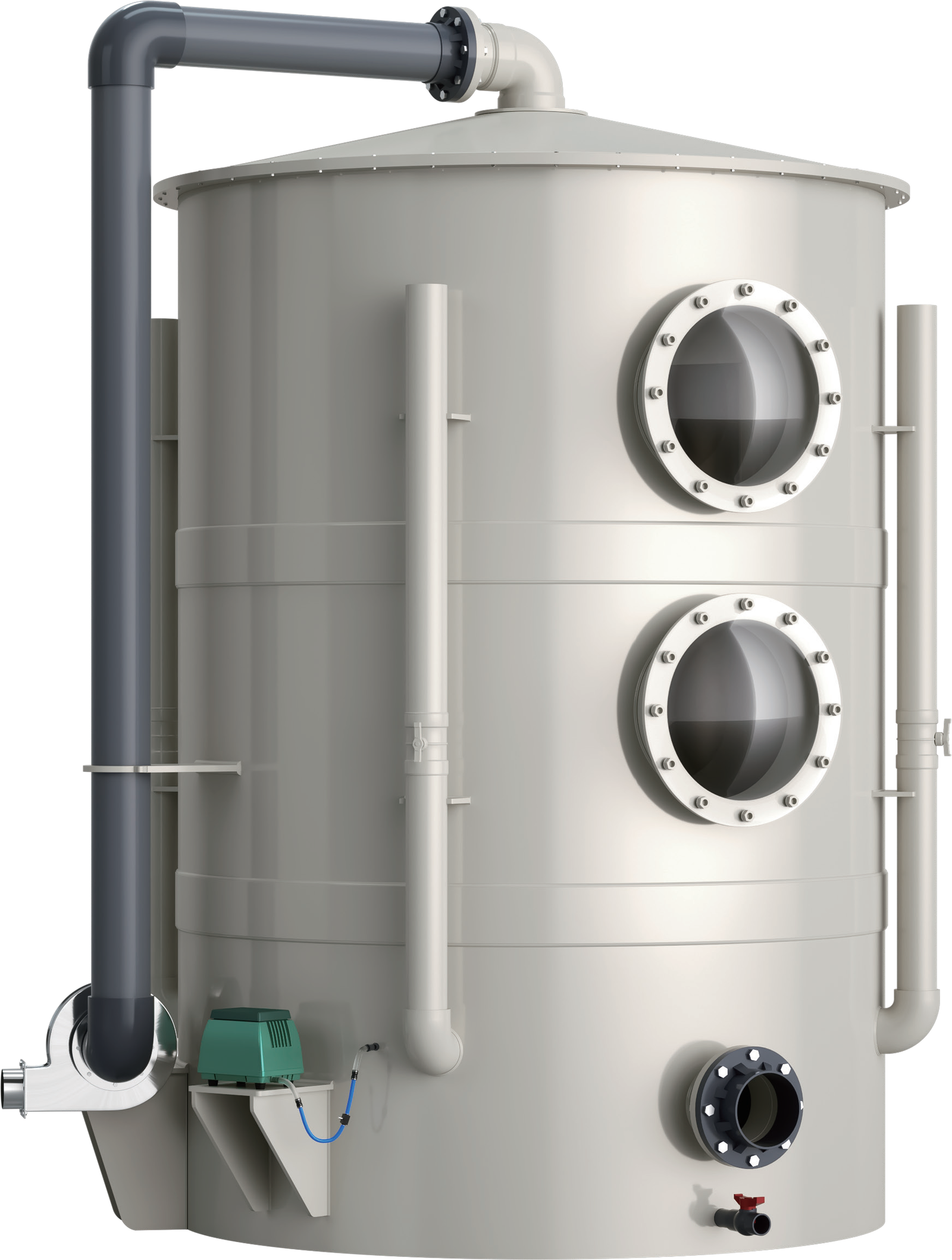 Large cylindrical Protein Skimmer for aquaculture and RAS organic waste removal